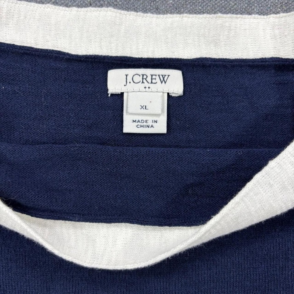 J.Crew Off The Shoulder Tie Sweater Womens XL Navy Blue NWT Knit Pullover Top - Picture 3 of 4